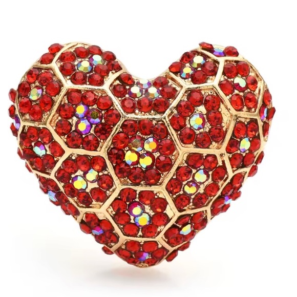 Anthropologie Jewelry - Shining Red Heart Crystal Brooch.